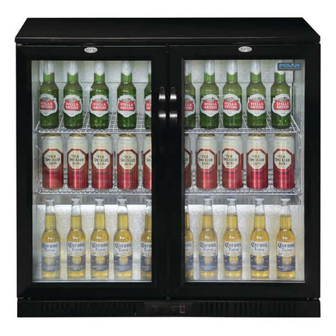 Polar G-Series Counter Back Bar Cooler with Double Hinged Doors 208Ltr GL002-A