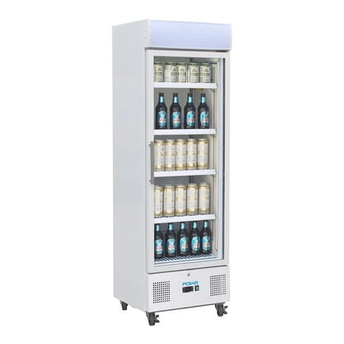 Polar G-Series Single Door Upright Display Fridge White 350Ltr DM076-A