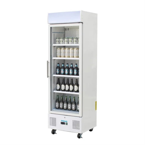 Polar G-Series Single Door Upright Display Fridge White 350Ltr DM076-A
