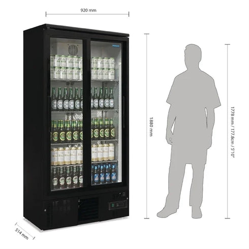 Polar G-Series Upright Back Bar Cooler with Double Sliding Doors 490Ltr GJ448-A