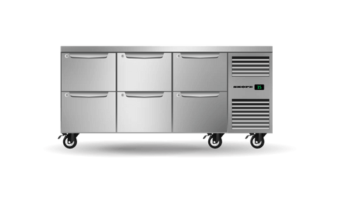 SKOPE Six Drawer Three Bay Underbench GN 1/1 Right Hand Fridge PG11.UBR.3.D6.RH