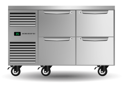 SKOPE Four Drawer Two Bay Underbench GN 1/1 Fridge PG11.UBR.2.D4