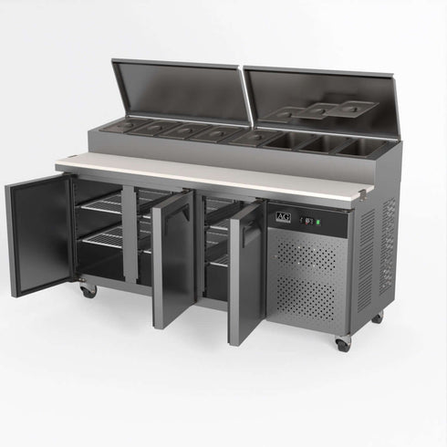 AG Three Door Saladette Fridge – Fits 8 x 1/3 GN Trays - SH3000-700