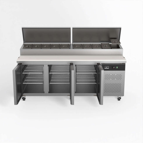 AG 3 Door Saladette Fridge - 10 x 1/3 GN Trays - SH3000-800