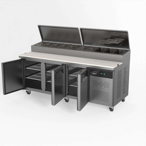 AG 3 Door Saladette Fridge - 10 x 1/3 GN Trays - SH3000-800