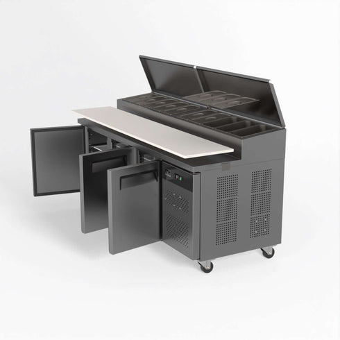 AG 3 Door Saladette Fridge - 10 x 1/3 GN Trays - SH3000-800