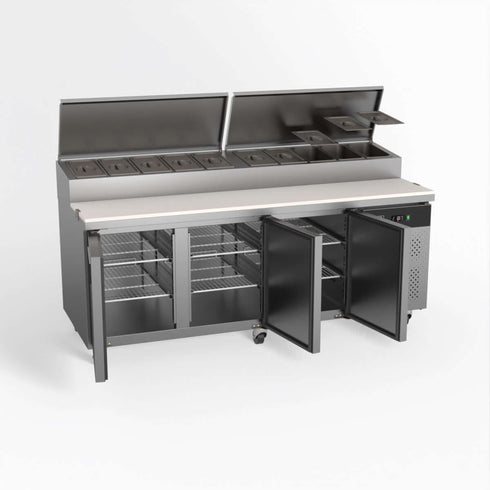 AG 3 Door Saladette Fridge - 10 x 1/3 GN Trays - SH3000-800