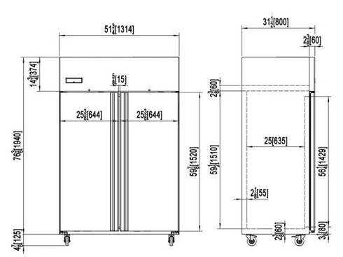Atosa Slimline Double Door Freezer - JBF80FSGR