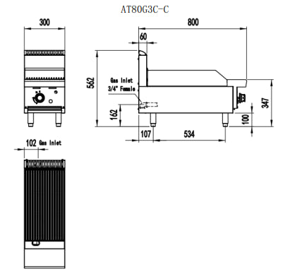 Cookrite 300MM Char Grill AT80G3C-C