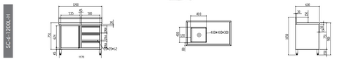 FED Cabinet with Left Sink SC-6-1200L-H