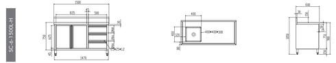 FED Cabinet with Left Sink SC-6-1500L-H