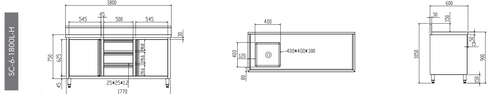 FED Cabinet with Left Sink SC-6-1800L-H