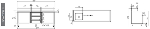 FED Cabinet with Left Sink SC-6-2100L-H