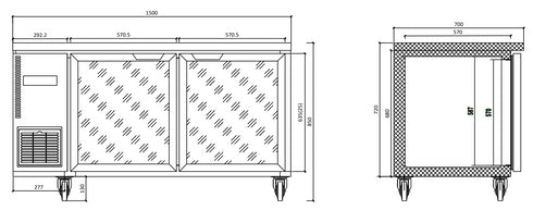 FED Glass Door Workbench Fridge - TL1500TNG