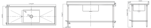 FED Single Sink Bench Centre 1800-7-SSBC