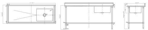 FED Single Sink Bench Right Handed 1500-6-SSBR
