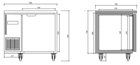 FED Stainless Steel Single Door Workbench Fridge - TL900TN