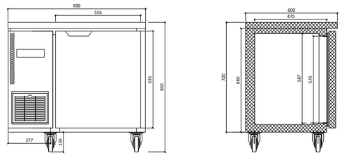 Thermaster Stainless Steel Single Door Workbench Fridge - TS900TN
