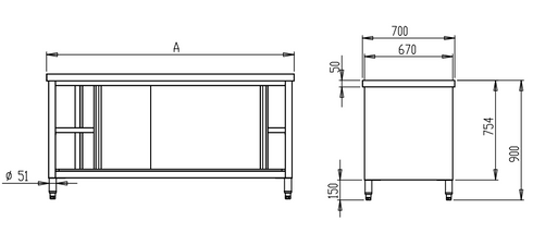 FED Stainless Steel Open Cabinet STHT-1800S