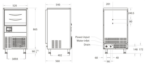Blizzard Underbench Granular Ice Maker 60kg Production SN-068F