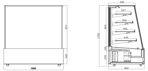 Bonvue Deluxe Chilled Display Cabinet 1500x800x1350 - SLP850C