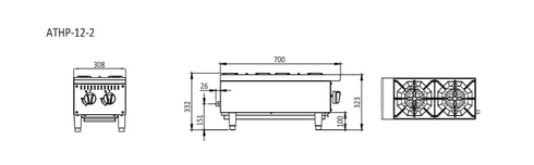 Cookrite 2 Burner Cook Tops ATHP-12-2