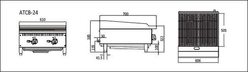 Cookrite 610mm Char-Rock Broiler ATCB-24