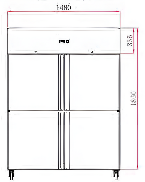 FED-X S/S Four-Door Upright Fridge - XURC1410S2V
