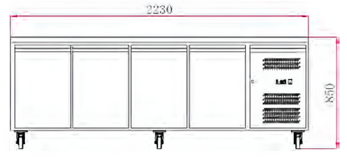 FED-X S/S Four Door Bench Fridge - XUB6C22S4V