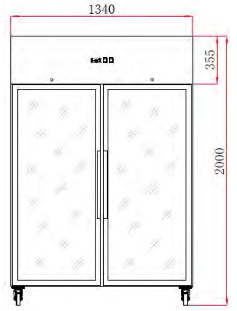 FED-X S/S Two Full Glass Door Upright Freezer - XURF1200G2V