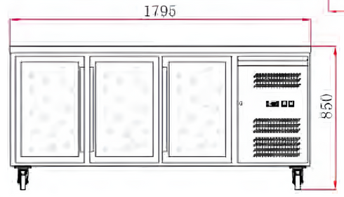 FED-X Three Glass Door Bench Fridge - XUB7C18G3V