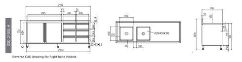 FED Kitchen Tidy Cabinet with Double Left Sinks DSC-2100L-H