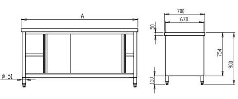 FED Kitchen Tidy Workbench Cabinet DTHT-1200-H