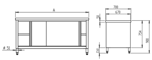 FED Kitchen Tidy Workbench Cabinet DTHT-1800-H