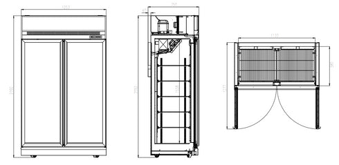 Thermaster Black Upright Double Glass Door Freezer LG-1006DF