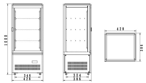 Thermaster Countertop Display Fridge White Four-Sided - TCBD78W