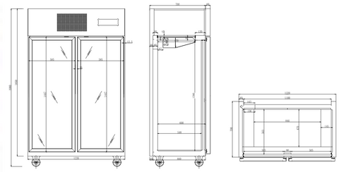 Thermaster Double Door Upright Display Fridge (Black) - SUCG1000B