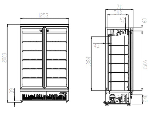 Thermaster Double Glass Door Super Market Fridge LG-1000BGBM