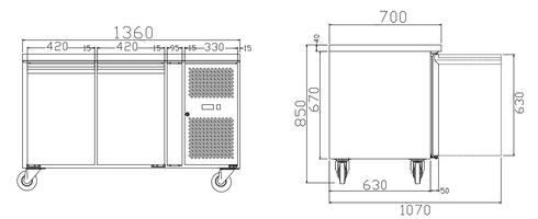 Thermaster TROPICALISED 2 Door Gastronorm Bench Freezer - GN2100BT