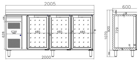 Thermaster TROPICALISED Three Door Bar Fridge CM20G