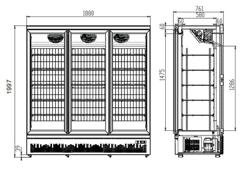 Thermaster Triple Door Supermarket Freezer - LG-1500GBMF