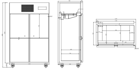 Thermaster Tropical Four x ½ door SS Freezer - SUF1000
