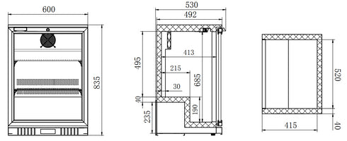 Thermaster Under Counter Single Door Bar Cooler - LG-138HC