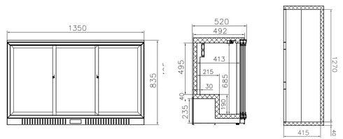 Thermaster Under Counter Three Sliding Door Bar Cooler LG-330SC
