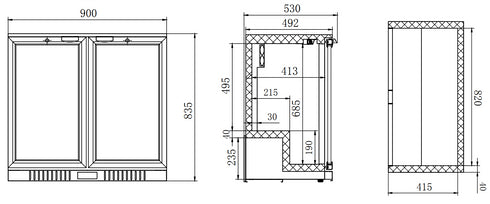 Thermaster Under Counter Two Door Bar Cooler - LG-208HC