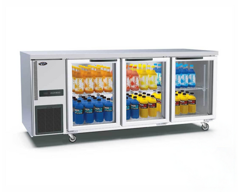 Thermaster Stainless Steel Triple Glass Door Workbench Fridge - TL1800TNG-3D
