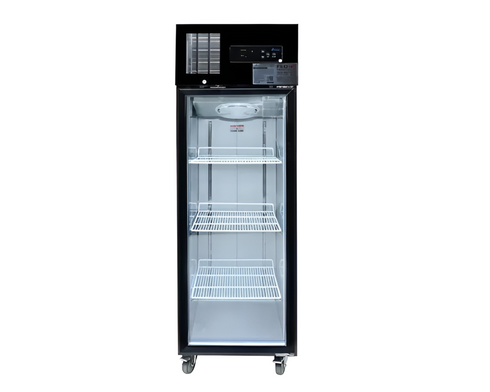 Thermaster Single Glass Door Upright Fridge Black Stainless Steel - SUCG500B