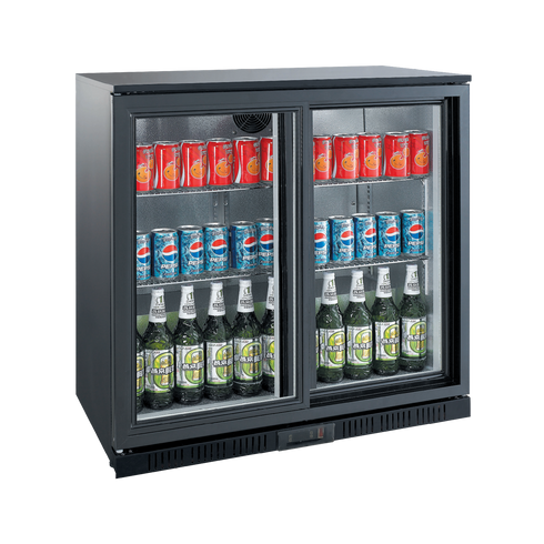 Exquisite Two Sliding Doors Backbar Display Fridge 199L - Low Height - UBC210SL