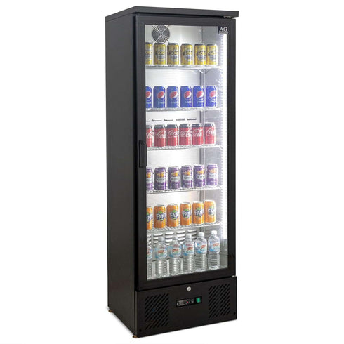 AG 300L Upright Glass Door Display / Backbar Fridge - Black - B300G