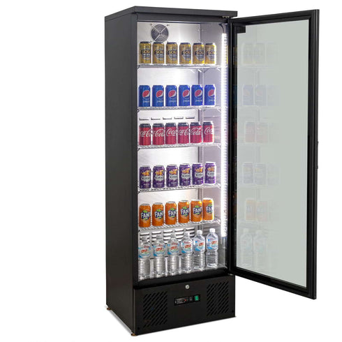 AG 300L Upright Glass Door Display / Backbar Fridge - Black - B300G